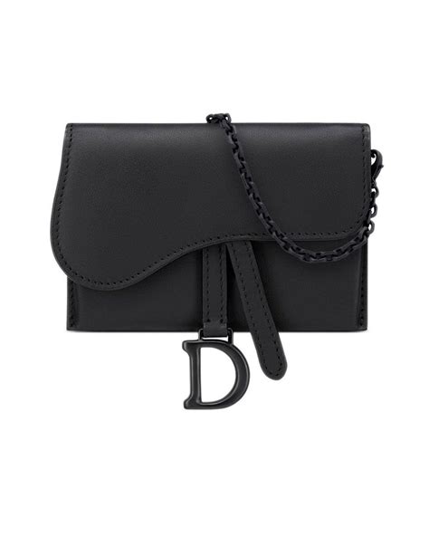 dior saddle nano pouch in black ultramatte calfskin|Dior nano bag.